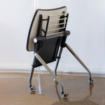 Load image into Gallery viewer, Compact flip top desk in flipped position and blue student task chair
