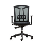 Load image into Gallery viewer, Ergonomic office chair in black mesh back and black fabric seat.
