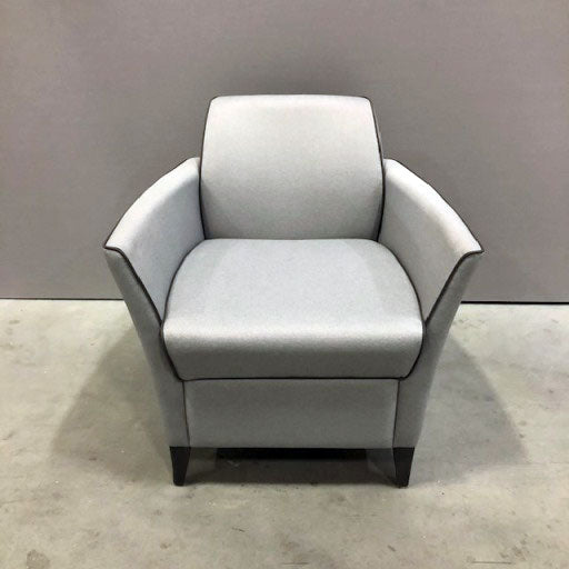 Global Camino lounge chair in grey with black contrast piping and black wooden legs