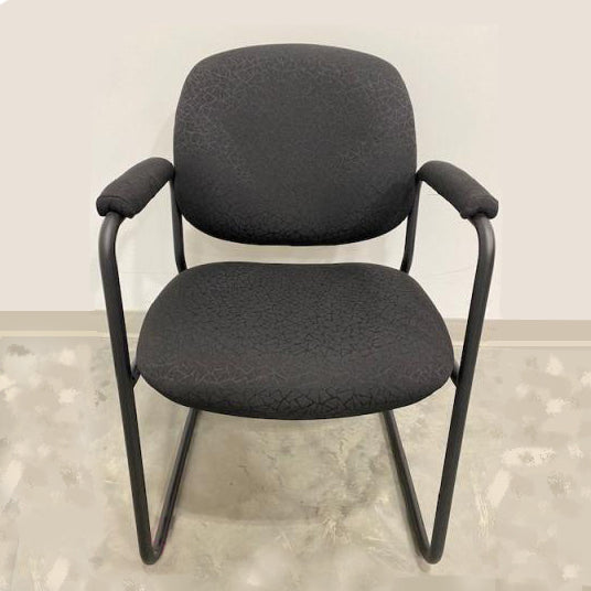 Global Solo Geometric black low back sled base upholstered arm rest chair