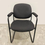 Load image into Gallery viewer, Global Solo Geometric black low back sled base upholstered arm rest chair
