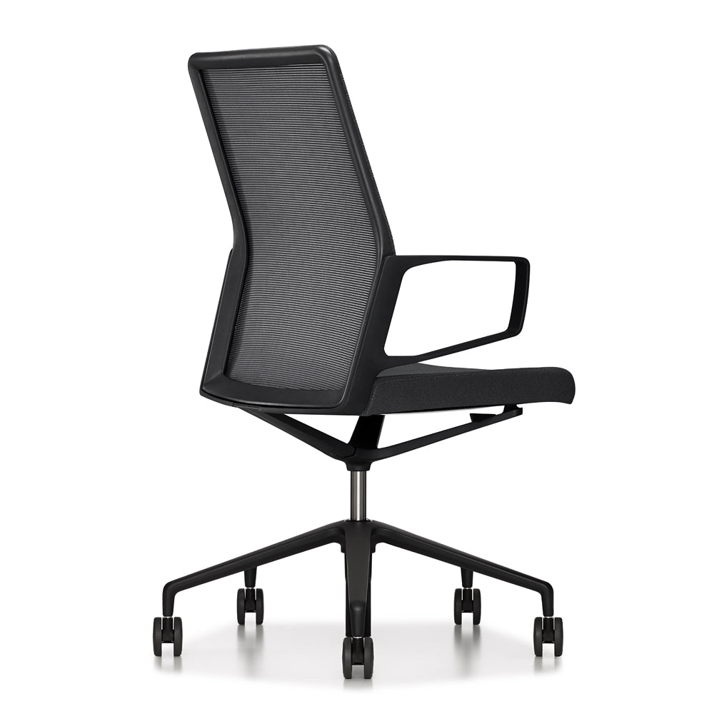 Back side view of black Keilhauer Aesync meeting room chair