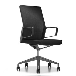 Front side view of black Keilhauer Aesync meeting room chair