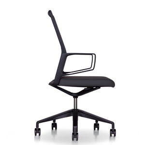 Side view of black Keilhauer Aesync meeting room chair