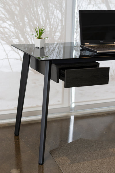 Work from Home Office Furniture Modern Glass Top Writing Desk