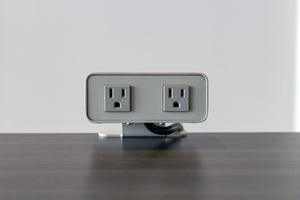 Dual 120V power cube in neutral artic/mica finish.