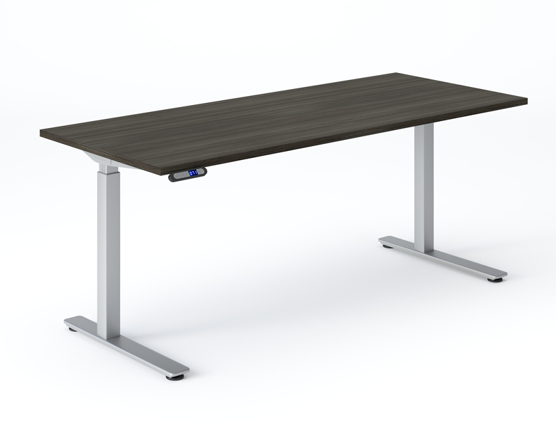 Sit stand desk with Grey Dusk laminate top. 60 x 30 inches.