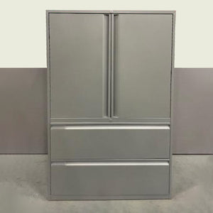 Metal 2-drawer, 3-shelf lockable storage unit